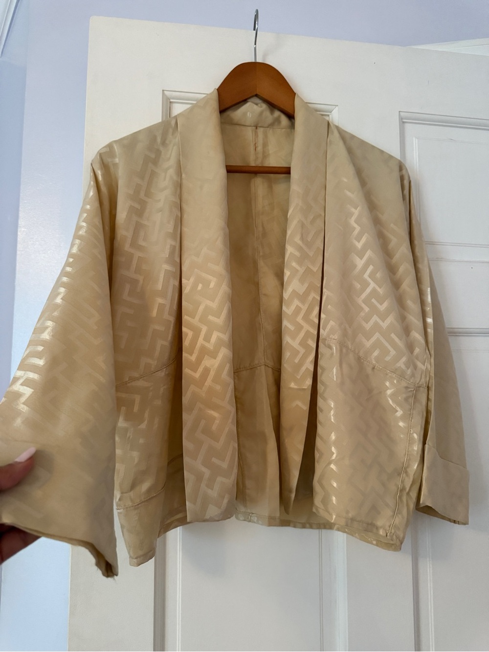 Elegant Cream Satin Kimono Jacket - Women's Lightweight Coat